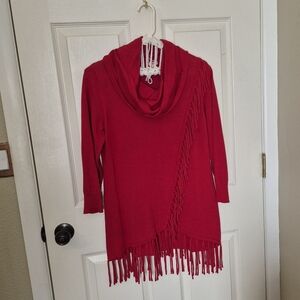 Reba Red Fringed Women's Sweater